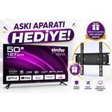 Simfer 50Sfsv6b 4K Ultra Hd 50" 127 Ekran Uydu Alıcılı Vıdaa Smart Led Tv+ Duvar Askı Aparatı