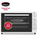 Simfer 7032 Beyaz 70 LT Turbo Fan Mini/Midi Fırın - 4 Fonksiyon, Yoğurt Yapma & Buz Çözme Özellikli - Siyah