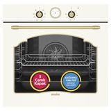Simfer 8218 9 Fonksiyon Retro Bej Cam Ankastre Fırın Power Turbo
