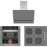 Simfer 9 Fonksiyon Qs Dijital Gri Büyük Pop-Up Ankastre Set (8222 Fırın + 3538 Ocak + 8736 Davlumbaz) - Siyah