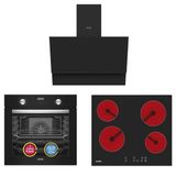 Simfer 9 Fonksiyon Qs Siyah Dijital Power Turbo Elektrikli 3'Lü Ankastre Set (Fırın + Elektrikli Ocak + Davlumbaz)