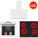 Simfer Ankastre Set Beyaz Dijital Elektrikli Cam Ocaklı Turbolu 3'lü Set (Fırın+Elektrikli Ocak+Davlumbaz) - Siyah - Gri