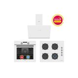 Simfer Ankastre Set Beyaz Dijital Power Turbo Fanlı Cam Ocaklı 3'lü Set (Fırın + Ocak + Davlumbaz)