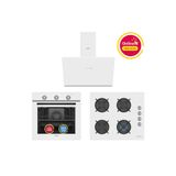 Simfer Ankastre Set Beyaz Mekanik Power Turbo Fanlı Cam Ocaklı 3'lü Set (Fırın + Ocak + Davlumbaz)