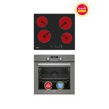 Simfer Ankastre Set Gri Dijital Power Turbo Fanlı Elektrikli Cam Ocaklı 2'li Set (Fırın + Elektrikli Ocak)