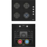 Simfer Ankastre Set Siyah Cam Ocaklı Dijital Power Turbo Fanlı 2'li Set (Fırın + Ocak)