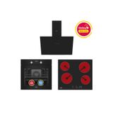 Simfer Ankastre Set Siyah Dijital Elektrikli Cam Ocaklı Turbolu 3'lü Set (Fırın+Elektrikli Ocak+Davlumbaz)
