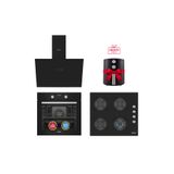 Simfer Ankastre Set Siyah Dijital Power Turbo Fanlı Cam Ocaklı 3'lü Set (Fırın + Ocak + Davlumbaz)