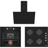 Simfer Ankastre Set Siyah Dijital Power Turbo Fanlı Cam Ocaklı 3'lü Set (Fırın + Ocak + Davlumbaz)