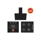 Simfer Ankastre Set Siyah Mekanik Power Turbo Fanlı Cam Ocaklı 3'lü Set (Fırın + Ocak + Davlumbaz)