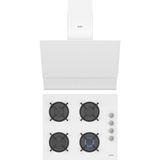 Simfer Qs Beyaz 2'li Cam Ankastre Set (Ocak + Davlumbaz) - Siyah