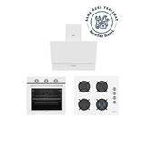 Simfer ✨simfer 3'lü Ankastre Set - 4 Fonksiyon Ankastre Fırın + Beyaz Cam Ocak + Push Button Beyaz Cam Davlumbaz