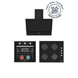 Simfer ✨simfer 3'lü Ankastre Set - 4 Fonksiyon Ankastre Fırın + Siyah Cam Ocak + Push Button Siyah Cam Davlumbaz
