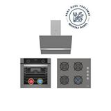 Simfer simfer 3'lü Ankastre Set - 76l Airfry Özellikli 10 Fonksiyon Fırın + Gazlı Cam Ocak + Dokunmatik Davlumbaz Gri