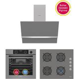Simfer Steam Master Gri 3'Lü Ankastre Set (8246 Buhar Ve Airfry Fırın - 3538 Ocak - 8740 Davlumbaz)