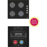 Simfer Steam Master Siyah Cam 2'Li Ankastre Set (8244 Fırın + 3500 Ocak)