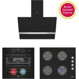 Simfer Steam Master Siyah Cam 3'Lü Ankastre Set (8244 Fırın + 3500 Ocak + 8738 Davlumbaz)