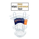 SİMGE 3'lü Köşelik Şampuanlık Paslanmaz Krom Duşakabin Banyo Rafı Duş Organizeri