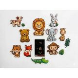 Simidil Design Boyanabilir Ahşap Magnet Seti - 10 Parça Hayvanlar Alemi -Hazır Mıknatıslı Büyük Boy Figürler 10 cm - Bej
