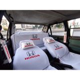 Şimika Beyaz Honda Super Set+Havlu Set(Servıs Kılıf Yastık Kemer Torpido ve Sırt Havlu+Anahtarlık Hediye)