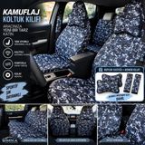Şimika Orjinal Kamuflaj 3D Baskı Otomobil Servis Kılıfı Ön ve Arka 4parça Takım ve Yastik Kemer 1.kalite Likrali Penye Yıkanabilir Her Araca Uyumlu - Beyaz