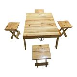 Simillo Home & Living Ahşap Naturel Bavul Masa Seti - Ahşap Rengi