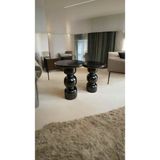 Simillo Home & Living Siyah Renk Doğal Masif Ahşap Yan Sehpa – 2’li Zigon ve Fiskos Sehpa Seti