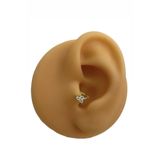 Siminkari 925 Ayar Gümüş Üzerine Mikron Altın Kaplama Üç Taşlı Halka Piercing Tragus Helix
