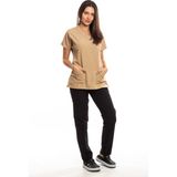 Simirna Üniforma Alpaka Üst Camel Alt Siyah Cerrahi Doktor Hemşire Scrubs Forma Takım - XL