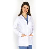 Simirna Üniforma Beyaz Önlük Kadın Uzun Kol Ceket Boy Normal Yaka Doktor Hemşire Öğretmen Önlüğü Beyaz - 2XS
