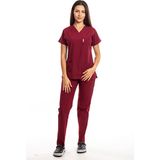 Simirna Üniforma Cerrahi Doktor Hemşire Scrubs Bordo Forma Takım - 2XS