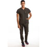 Simirna Üniforma Cerrahi Doktor Hemşire Scrubs Forma Takım - Haki Yeşili - XL