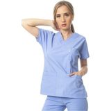 Simirna Üniforma Cerrahi Doktor Scrubs Hemşire Forması Açık Mavi Üst
