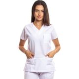 Simirna Üniforma Cerrahi Doktor Scrubs Hemşire Forması Beyaz Üst