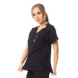Simirna Üniforma Premium Kumaş Likralı Cerrahi Doktor Hemşire Scrubs Siyah Forma Tek Üst