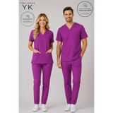 Simirna Üniforma Premium Likralı Logosuz Scrubs Takım Doktor Hemşire Üniforması Sağlık Bakanlığı Uyumlu - Eflatun