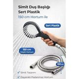 Simit Duş Başlığı Sert Plastik, 150 Cm Paslanmaz Çelik Hortumlu El Duşu, Yüksek Basınçlı Su Tasarruflu Duş Seti, Ergonomik Tutma Saplı Banyo Duş Başlığı