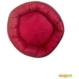 Simit Kedi Yatağı 2 Parçalı Minderli - Yumuşak ve Konforlu (Karışık Renk) - Kırmızı - 1 adet