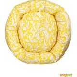 Simit Kedi Yatağı 2 Parçalı Minderli - Yumuşak ve Konforlu (Karışık Renk) - Sarı - 1 adet