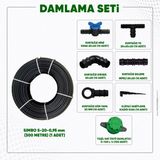 Simkar 20'lik Deliksiz Düz 300 m Damla Sulama Seti ve Ek Parçaları Yüksek Performanslı Bahçe Ağaç Seti