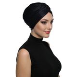 Simli Çapraz Astarlı Lacivert Hazır Türban Tesettür Bone