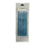 Simli Doğum Günü Parti Süs Pasta Mumu - Mavi - 15 Cm. - 6 Adetlik Paket