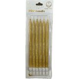 Simli Doğum Günü Parti Süs Pasta Mumu - Sarı - 15 Cm. - 6 Adetlik Paket - 0