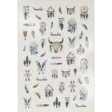 Simli Dreamcatcher Tribal Boho Desenli Kendinden Yapışkanlı Nail Art Süsü-Tırnak Sticker