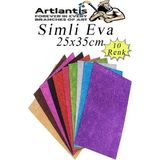 Simli Eva 25X35 cm 10 Renk 1 Paket Simli Eva Süngeri 10'lu Okul Kreş Anasınıfı Elişi Etkinlikleri - 2 mm - Çok Renkli