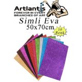 Simli Eva 50x70 cm 10 Renk 1 Paket Simli Eva Süngeri 10'lu Okul Kreş Anasınıfı Elişi Etkinlikleri