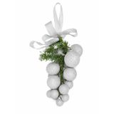 Simli Gümüş Üzüm Model Yılbaşı Süsü, Plastik, 25 cm, Ağaç Dekorasyonu için Şık ve Exclusive Tasarım