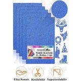 Simli Karton A3 30X40 cm 5 Li 1 Paket Simli Fon Kartonu Parıltılı Kağıt Anasınıfı Kreş Etkinlik Proje Dekoratif - Mavi - 30X40CM