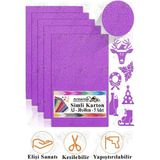 Simli Karton A3 30X40 cm 5 Li 1 Paket Simli Fon Kartonu Parıltılı Kağıt Anasınıfı Kreş Etkinlik Proje Dekoratif - Mor - 30X40CM