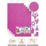 Simli Karton A3 30X40 cm 5 Li 1 Paket Simli Fon Kartonu Parıltılı Kağıt Anasınıfı Kreş Etkinlik Proje Dekoratif - Pembe - 30X40CM
